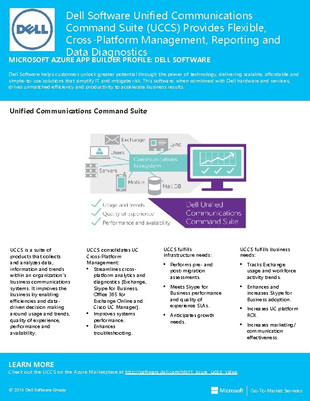 Dell Software Unified Communications Command Suite (UCCS) Provides Flexible, Cross-Platform Management, Reporting and Data