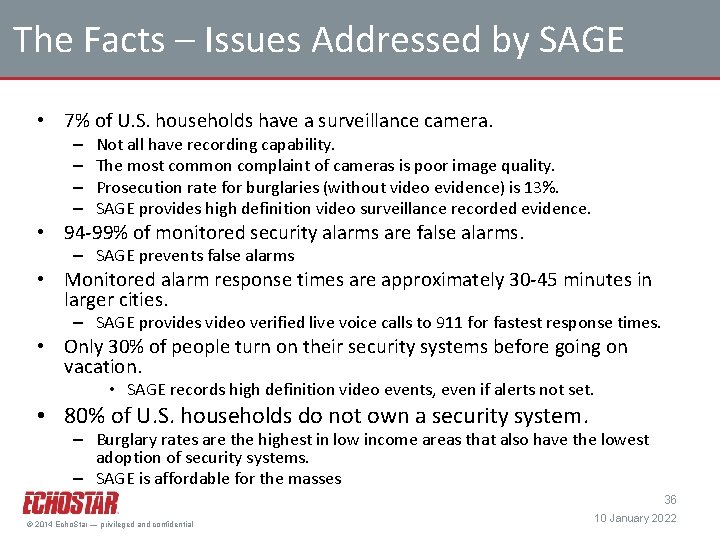 The Facts – Issues Addressed by SAGE • 7% of U. S. households have