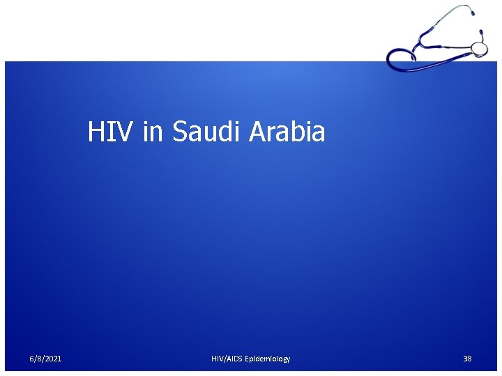 HIV in Saudi Arabia 6/8/2021 HIV/AIDS Epidemiology 38 