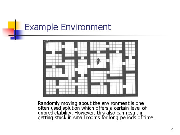 Example Environment Randomly moving about the environment is one often used solution which offers