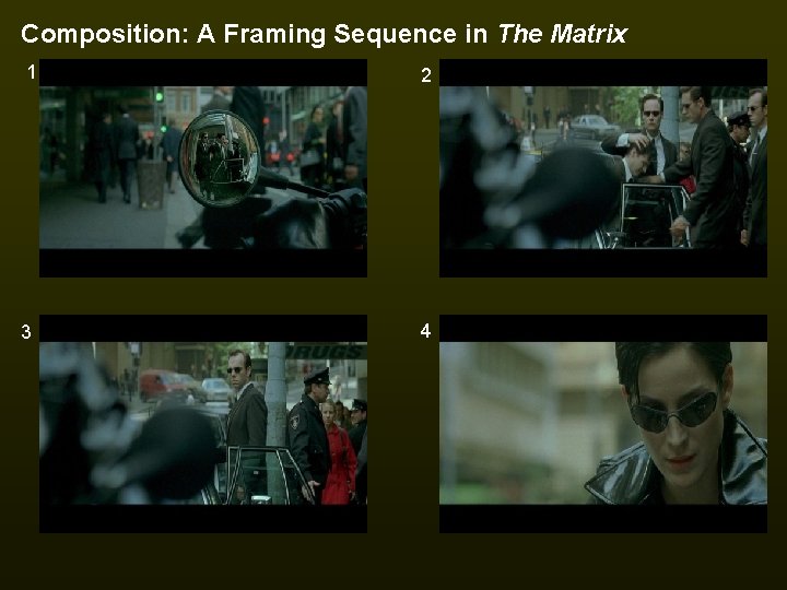 Composition: A Framing Sequence in The Matrix 1 2 3 4 