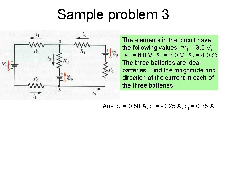Sample problem 3 The elements in the circuit have the following values: E 1