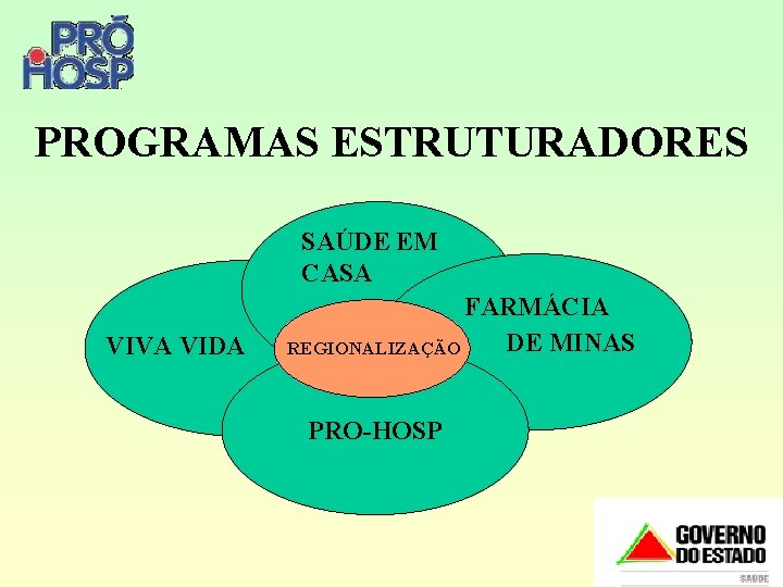 PROGRAMAS ESTRUTURADORES SAÚDE EM CASA VIVA VIDA FARMÁCIA DE MINAS REGIONALIZAÇÃO PRO-HOSP 