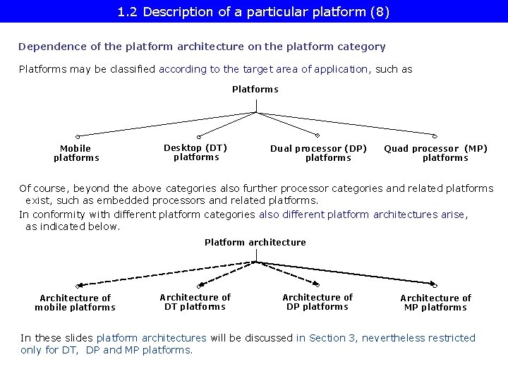 1. 2 Description of a particular platform (8) Dependence of the platform architecture on