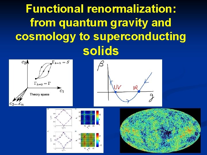 Functional renormalization: from quantum gravity and cosmology to superconducting solids 