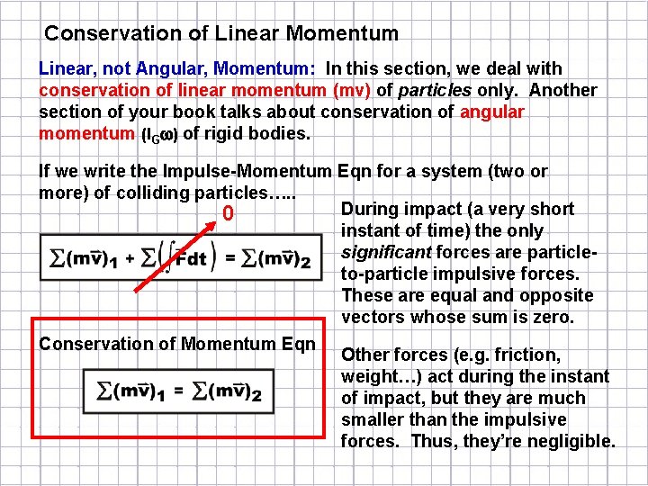 Conservation of Linear Momentum Linear not Angular Momentum