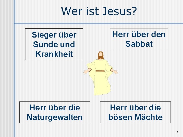 Wer ist Jesus? Sieger über Sünde und Krankheit Herr über die Naturgewalten Herr über