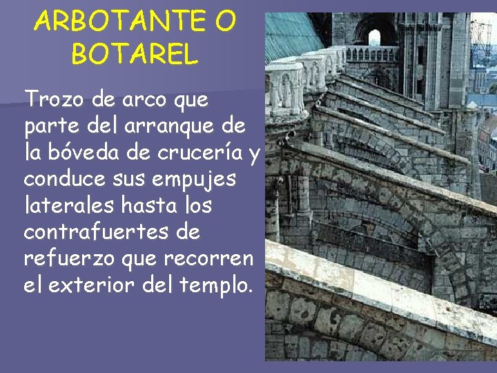 ARBOTANTE O BOTAREL Trozo de arco que parte del arranque de la bóveda de