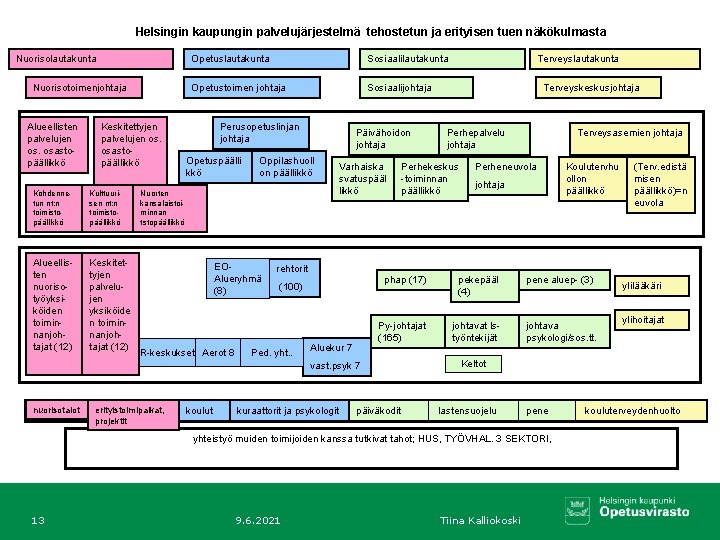 Helsingin kaupungin palvelujärjestelmä tehostetun ja erityisen tuen näkökulmasta Nuorisolautakunta Nuorisotoimenjohtaja Alueellisten palvelujen os. osastopäällikkö
