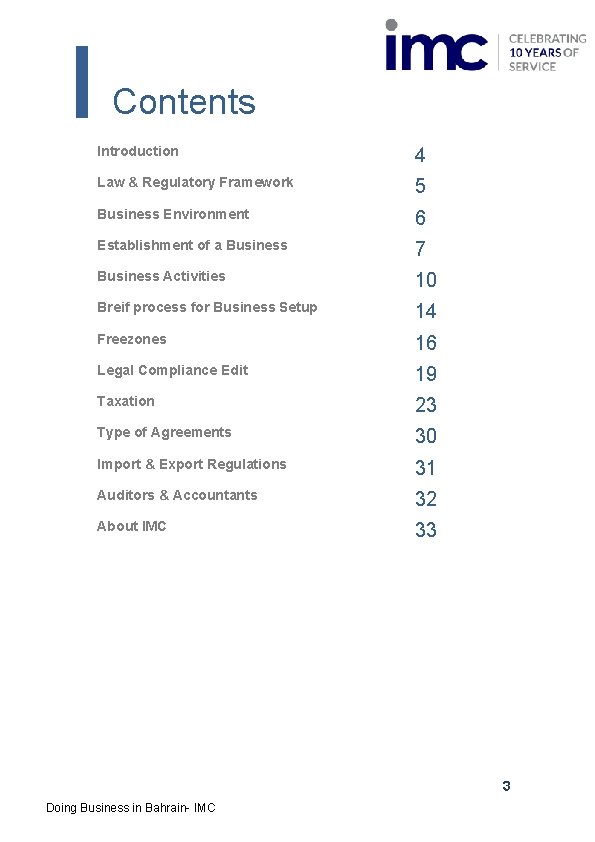 Contents Introduction 4 Law & Regulatory Framework 5 Business Environment 6 Establishment of a