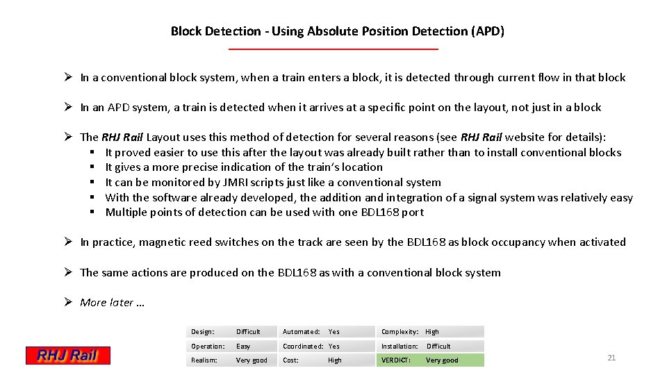 Block Detection - Using Absolute Position Detection (APD) Ø In a conventional block system,