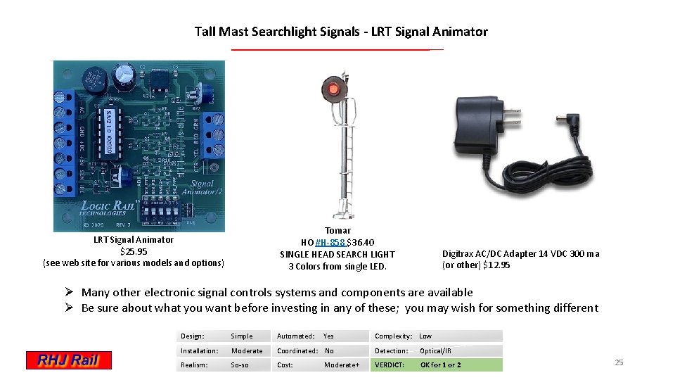 Tall Mast Searchlight Signals - LRT Signal Animator Tomar HO #H-858 $36. 40 SINGLE