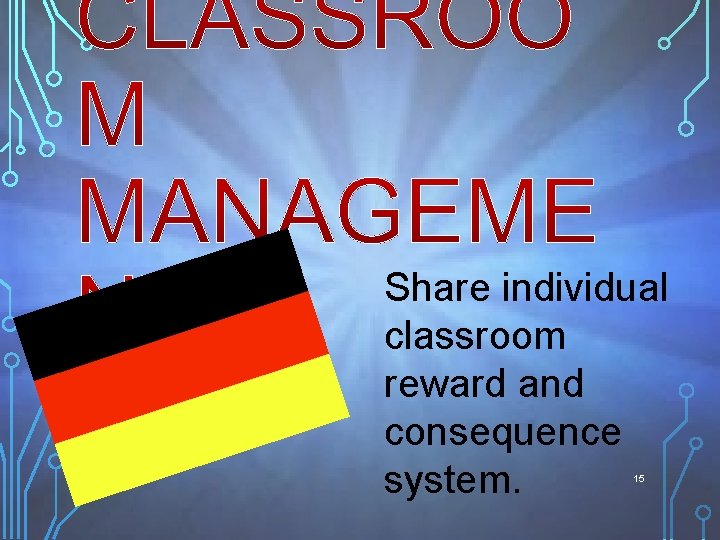 Share individual classroom reward and consequence system. 15 