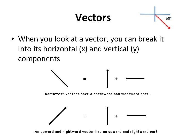 Vectors • When you look at a vector, you can break it into its Vectors • When you look at a vector, you can break it into its