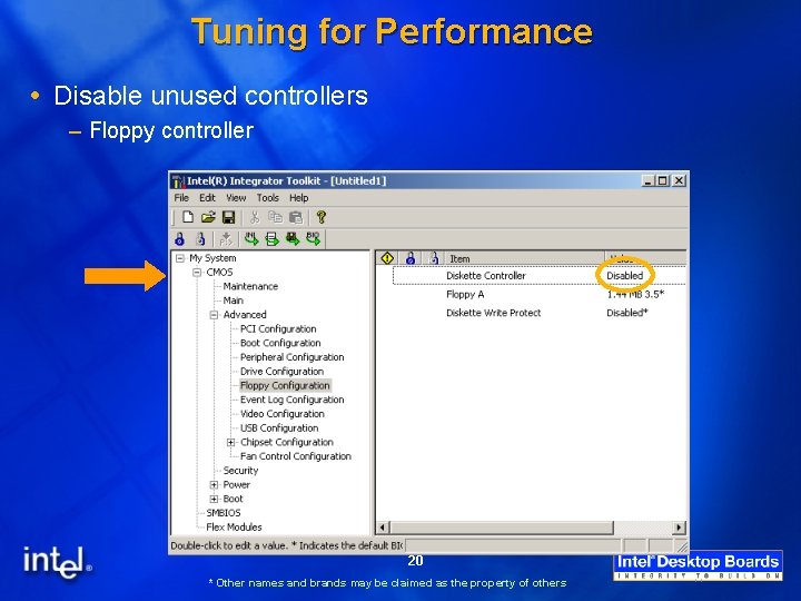 Tuning for Performance Disable unused controllers – Floppy controller 20 * Other names and