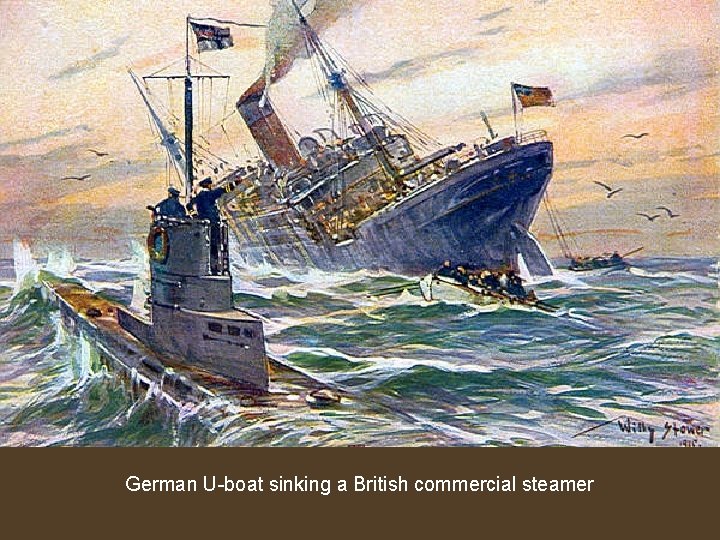 German U-boat sinking a British commercial steamer 