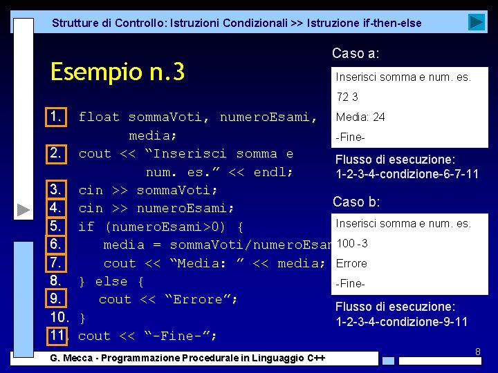 Strutture di Controllo: Istruzioni Condizionali >> Istruzione if-then-else Esempio n. 3 Caso a: Inserisci