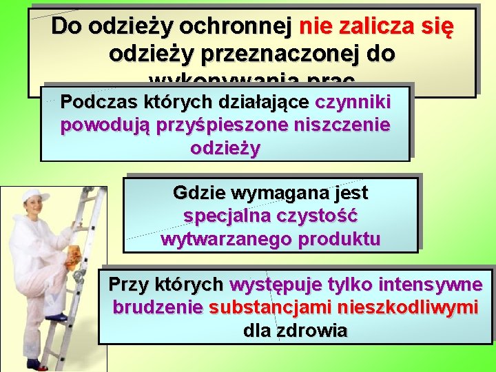 Do odzieży ochronnej nie zalicza się odzieży przeznaczonej do wykonywania prac Podczas których działające