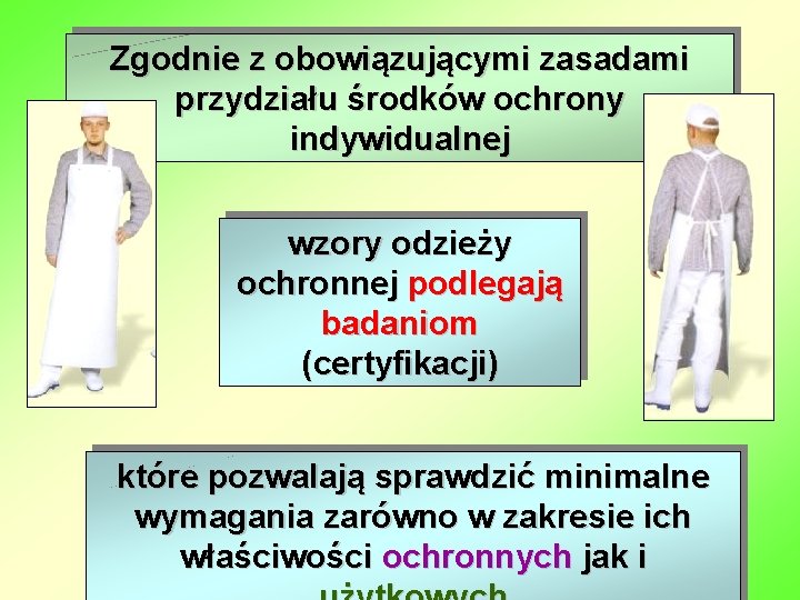 Zgodnie z obowiązującymi zasadami przydziału środków ochrony indywidualnej wzory odzieży ochronnej podlegają badaniom (certyfikacji)