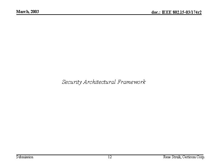 March, 2003 doc. : IEEE 802. 15 -03/174 r 2 Security Architectural Framework Submission