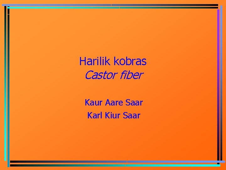 Harilik kobras Castor fiber Kaur Aare Saar Karl Kiur Saar 