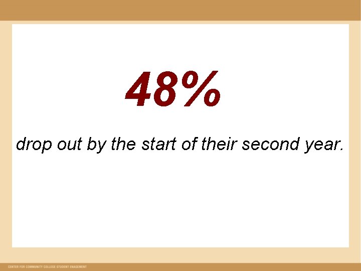 48% drop out by the start of their second year. 