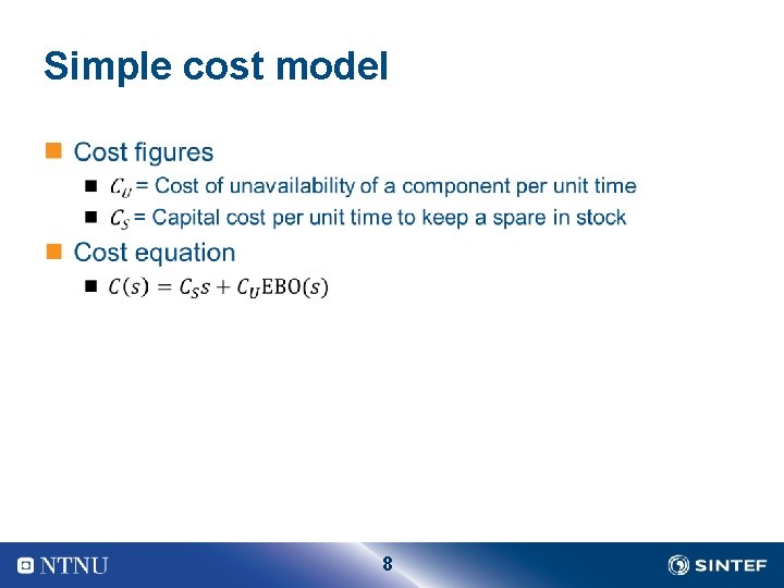 Simple cost model n 8 
