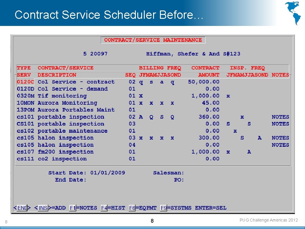 Contract Service Scheduler Before… 8 8 PUG Challenge Americas 2012 