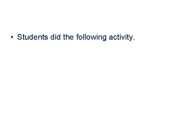  • Students did the following activity. 