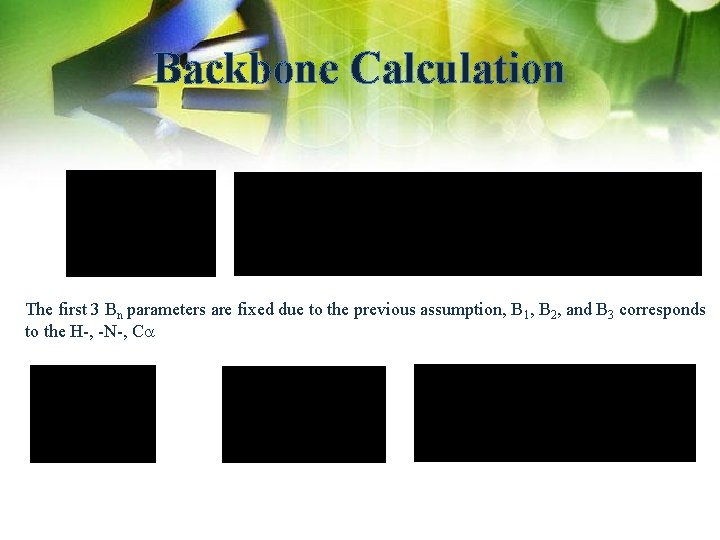 Backbone Calculation The first 3 Bn parameters are fixed due to the previous assumption,