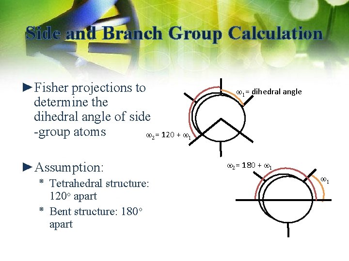 Side and Branch Group Calculation ►Fisher projections to determine the dihedral angle of side