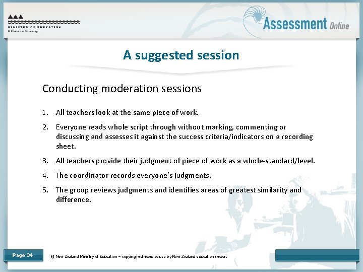 A suggested session Conducting moderation sessions 1. All teachers look at the same piece