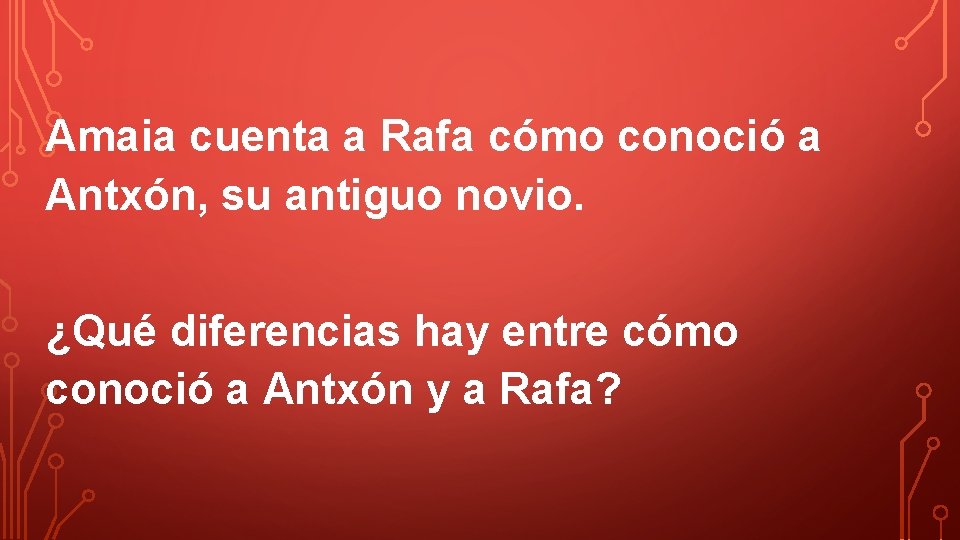 Amaia cuenta a Rafa cómo conoció a Antxón, su antiguo novio. ¿Qué diferencias hay