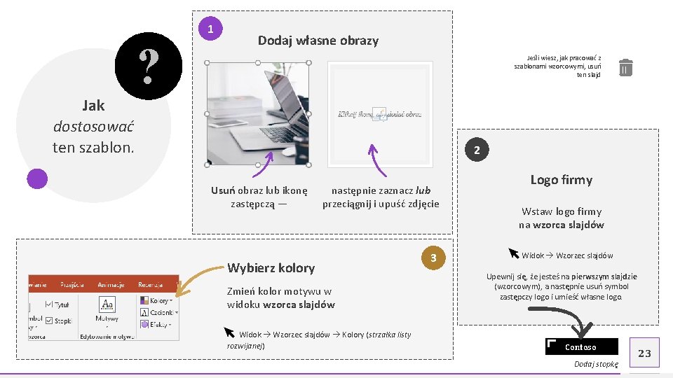 1 ? Dodaj własne obrazy Jeśli wiesz, jak pracować z szablonami wzorcowymi, usuń ten