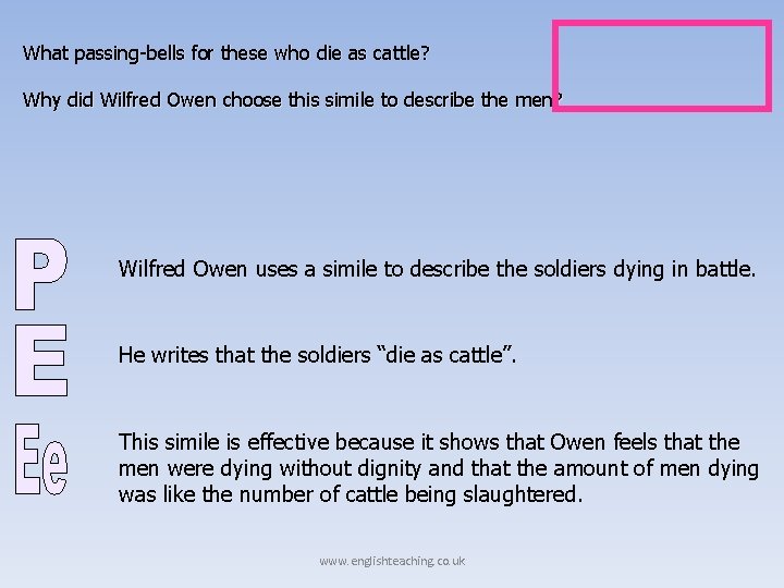 What passing-bells for these who die as cattle? Why did Wilfred Owen choose this