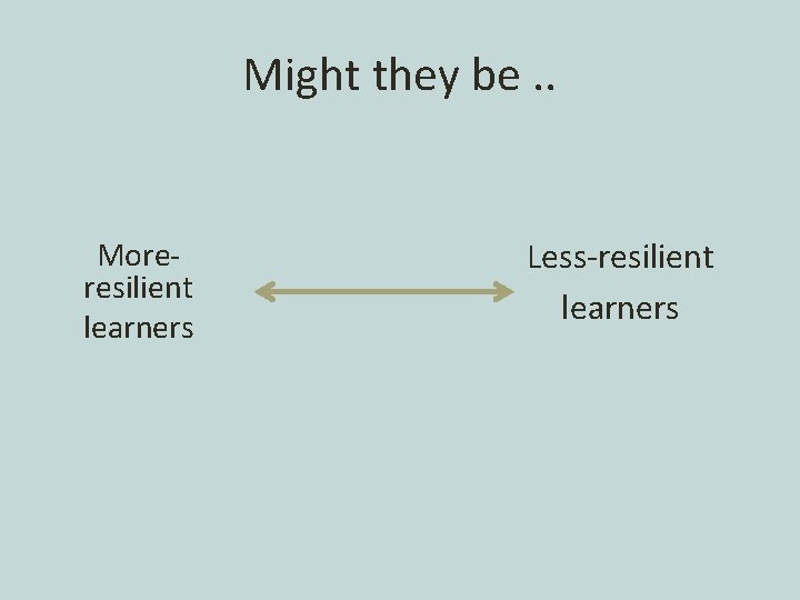 Might they be. . Moreresilient learners Less-resilient learners 