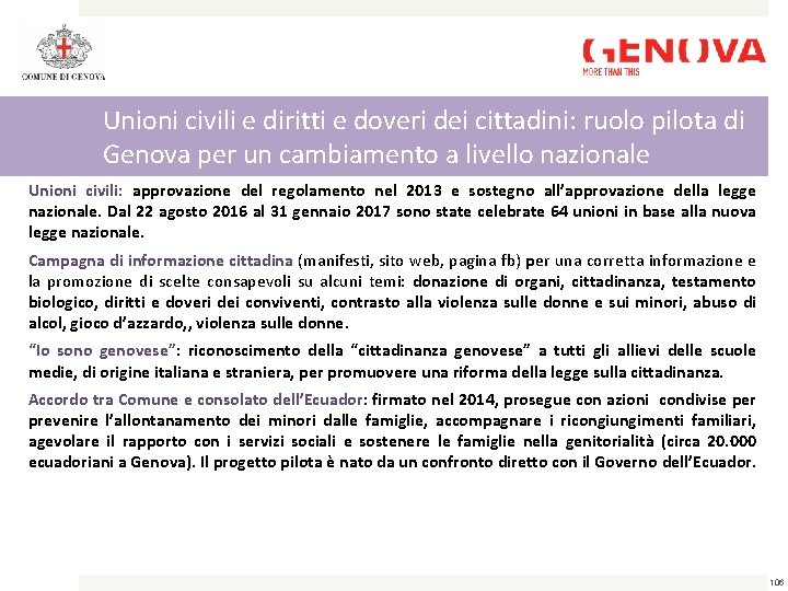 Unioni civili e diritti e doveri dei cittadini: ruolo pilota di Genova per un