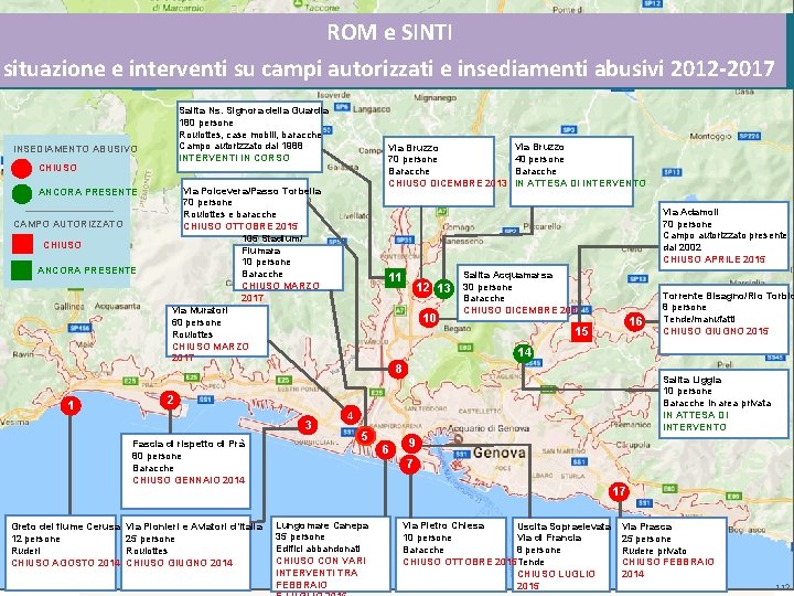 ROM e SINTI situazione e interventi su campi autorizzati e insediamenti abusivi 2012 -2017