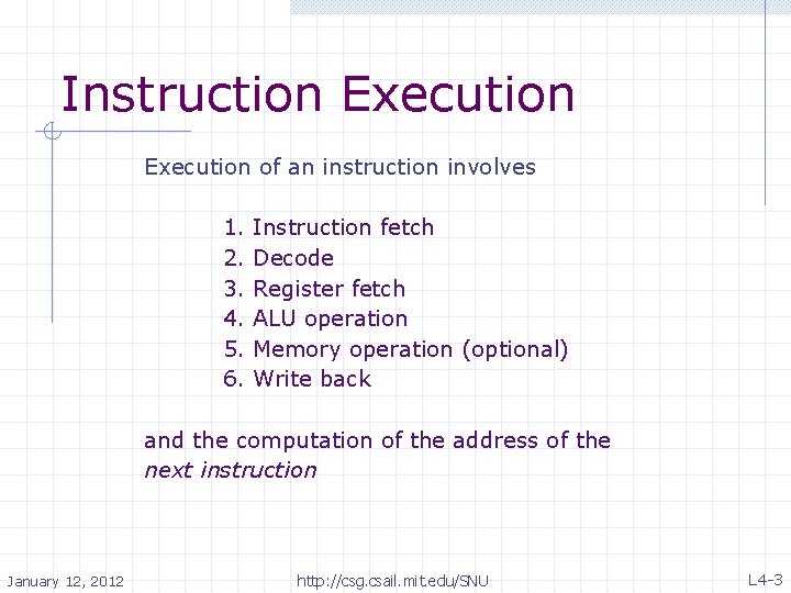 Instruction Execution • Execution of an instruction involves • 1. • 2. • 3.