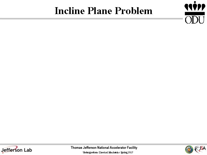 Incline Plane Problem Undergraduate Classical Mechanics Spring 2017 