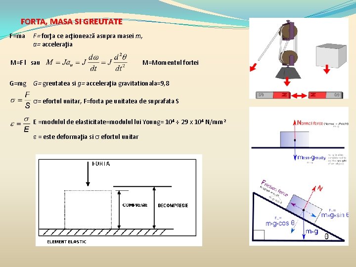 FORTA, MASA SI GREUTATE F=ma F= forţa ce acţionează asupra masei m, a= acceleraţia