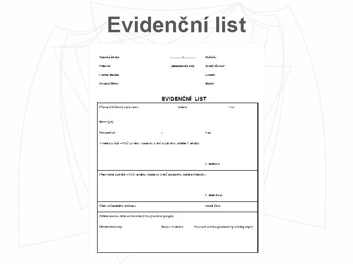 Evidenční list 