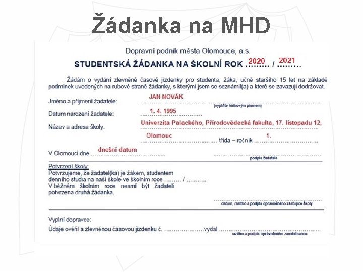 Žádanka na MHD 