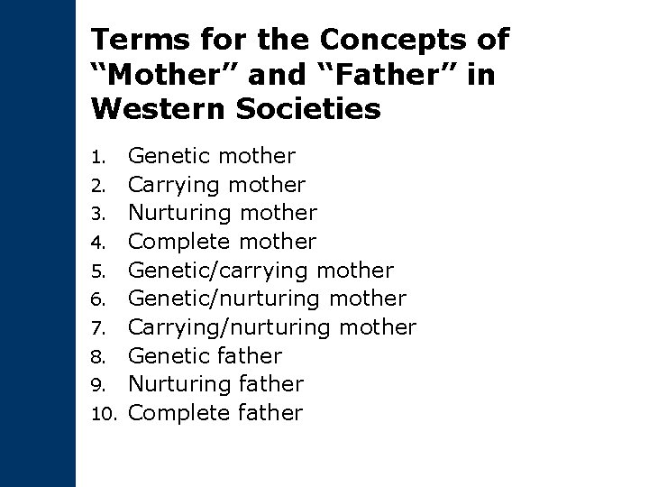 Terms for the Concepts of “Mother” and “Father” in Western Societies 1. 2. 3.