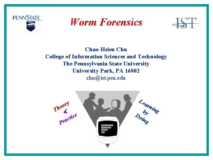 Worm Forensics Chao-Hsien Chu College of Information Sciences and Technology The Pennsylvania State University