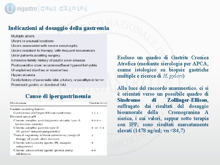 Indicazioni al dosaggio della gastremia Escluso un quadro di Gastrite Cronica Atrofica (mediante sierologia