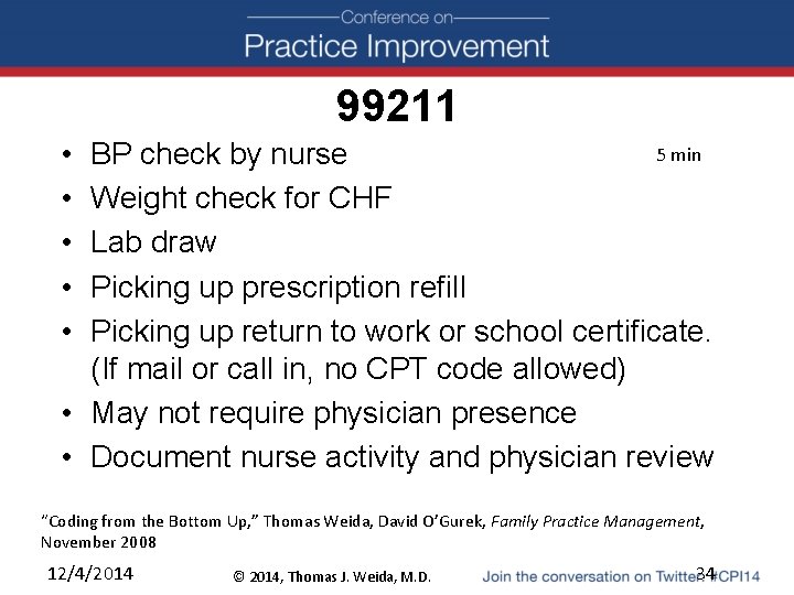 99211 • • • 5 min BP check by nurse Weight check for CHF