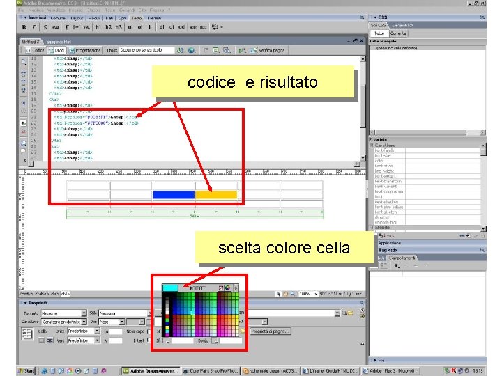 codice e risultato scelta colore cella 