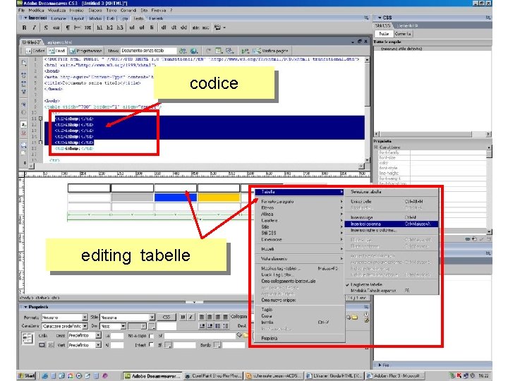 codice editing tabelle 