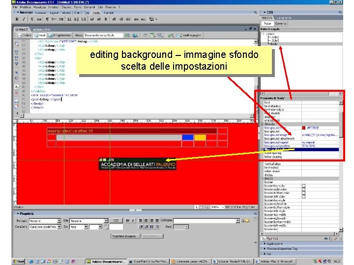 editing background – immagine sfondo scelta delle impostazioni 